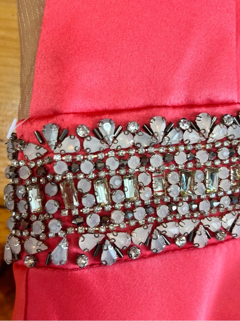 Delicate Abby Paris Coral Sleeveless Maxi Formal Festival Dress Jeweled Waist - Picture 8 of 9
